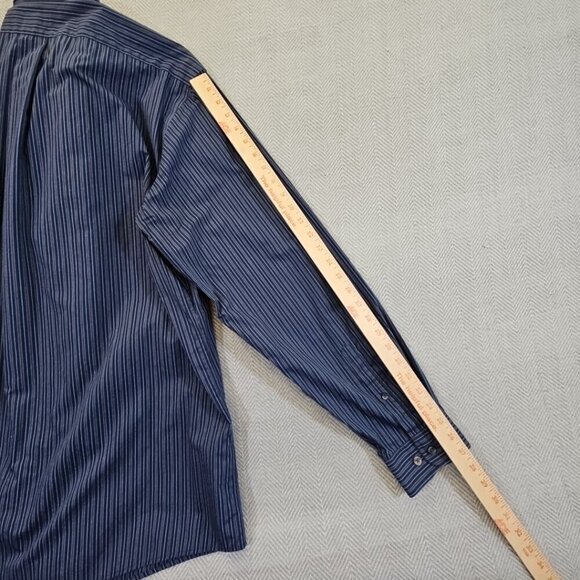 Eddie Bauer Long Sleeve Shirt Men's Tall TXL Blue Stripe Non-Wrinkle Relaxed Fit - Picture 13 of 14